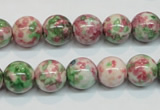 CRF25 15.5 inches 12mm round dyed rain flower stone beads wholesale