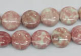 CRF257 15.5 inches 14mm flat round dyed rain flower stone beads