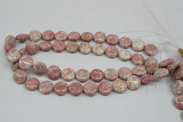 CRF258 15.5 inches 16mm flat round dyed rain flower stone beads