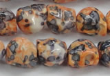 CRF360 15.5 inches 11*12mm skull dyed rain flower stone beads