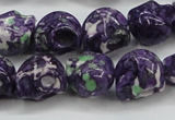 CRF365 15.5 inches 11*12mm skull dyed rain flower stone beads