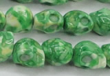 CRF371 15.5 inches 11*12mm skull dyed rain flower stone beads