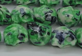 CRF372 15.5 inches 11*12mm skull dyed rain flower stone beads