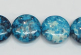 CRF70 15.5 inches 20mm flat round dyed rain flower stone beads