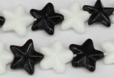 CRG23 15.5 inches 16*16mm star black & white agate gemstone beads