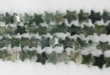 CRG40 15.5 inches 14mm flat star moss agate gemstone beads wholesale