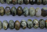 CRH118 15.5 inches 6*12mm faceted rondelle rhyolite gemstone beads