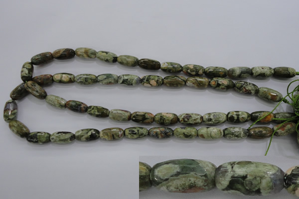 CRH129 15.5 inches 8*16mm faceted rice rhyolite gemstone beads