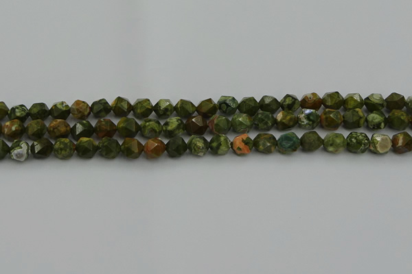 CRH161 15.5 inches 6mm faceted nuggets rhyolite gemstone beads