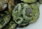 CRH39 15.5 inches 20mm flat round rhyolite beads wholesale