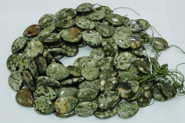 CRH49 15.5 inches 22*30mm flat teardrop rhyolite beads wholesale