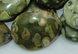 CRH50 15.5 inches 30*40mm flat teardrop rhyolite beads wholesale