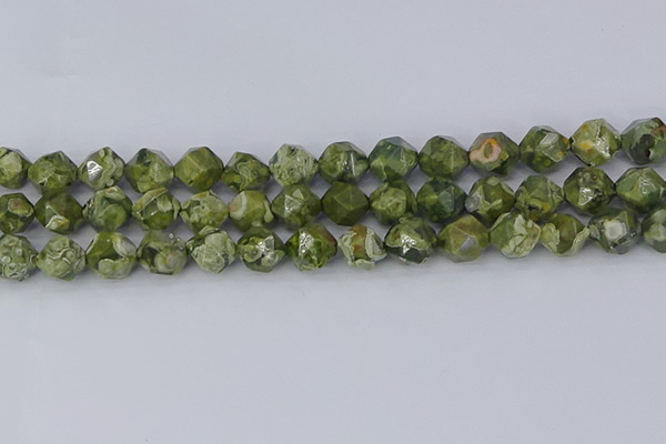 CRH537 15.5 inches 10mm faceted nuggets rhyolite gemstone beads