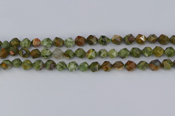 CRH542 15.5 inches 8mm faceted nuggets rhyolite beads wholesale