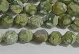 CRH553 15.5 inches 6mm faceted nuggets matte rhyolite gemstone beads