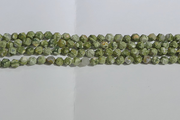 CRH553 15.5 inches 6mm faceted nuggets matte rhyolite gemstone beads