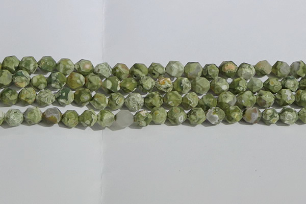 CRH555 15.5 inches 10mm faceted nuggets matte rhyolite gemstone beads