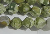 CRH556 15.5 inches 12mm faceted nuggets matte rhyolite gemstone beads