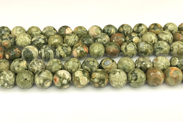 CRH582 15 inches 10mm faceted round rhyolite beads wholesale