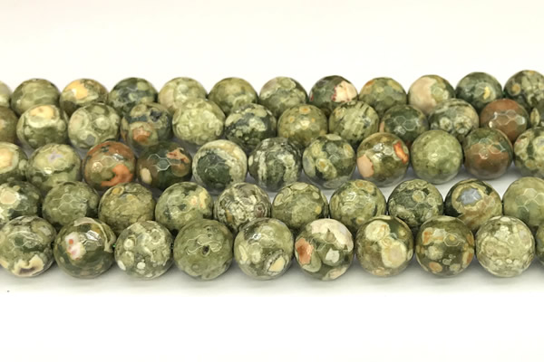 CRH583 15 inches 12mm faceted round rhyolite beads wholesale