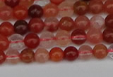 CRH600 15.5 inches 4mm round red rabbit hair quartz beads