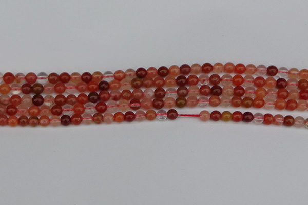 CRH600 15.5 inches 4mm round red rabbit hair quartz beads