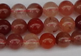 CRH601 15.5 inches 6mm round red rabbit hair quartz beads