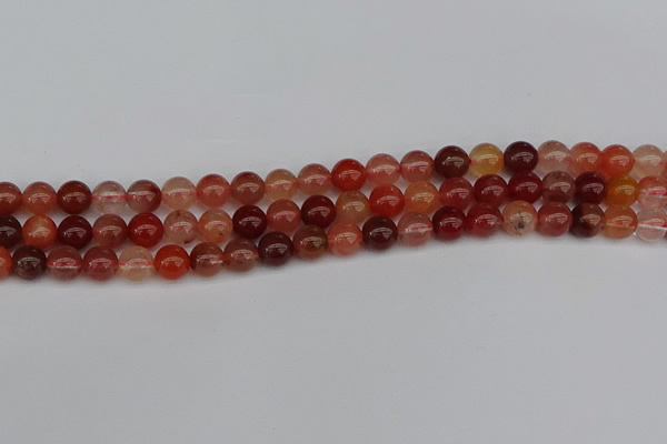 CRH601 15.5 inches 6mm round red rabbit hair quartz beads