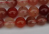 CRH602 15.5 inches 8mm round red rabbit hair quartz beads