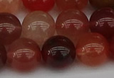 CRH604 15.5 inches 12mm round red rabbit hair quartz beads