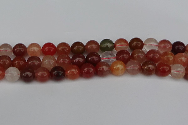 CRH604 15.5 inches 12mm round red rabbit hair quartz beads