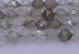 CRH611 15.5 inches 6mm faceted nuggets green rabbit hair beads