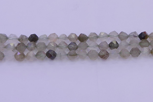 CRH613 15.5 inches 10mm faceted nuggets green rabbit hair beads