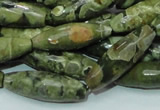 CRH70 15.5 inches 10*30mm faceted rice rhyolite beads wholesale