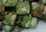 CRH74 15.5 inches 15*15mm faceted rhombic rhyolite beads wholesale