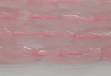 CRI02 15.5 inches 10*30mm faceted rice rose quartz beads wholesale