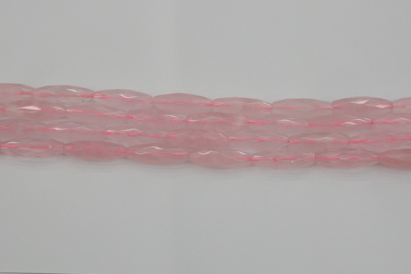 CRI02 15.5 inches 10*30mm faceted rice rose quartz beads wholesale