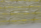 CRI03 15.5 inches 10*30mm faceted rice lemon quartz beads wholesale