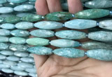 CRI112 15.5 inches 10*30mm faceted rice amazonite gemstone beads