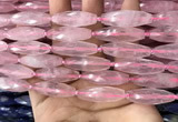 CRI117 15.5 inches 10*30mm faceted rice rose quartz beads