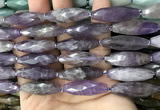 CRI118 15.5 inches 10*30mm faceted rice amethyst gemstone beads