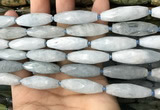 CRI119 15.5 inches 10*30mm faceted rice aquamarine beads