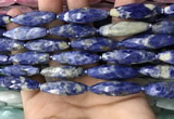 CRI121 15.5 inches 10*30mm faceted rice sodalite gemstone beads