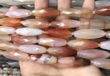 CRI126 15.5 inches 10*30mm faceted rice red agate gemstone beads