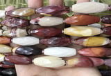 CRI140 15.5 inches 10*30mm faceted rice mookaite gemstone beads