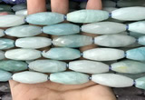 CRI142 15.5 inches 10*30mm faceted rice amazonite gemstone beads