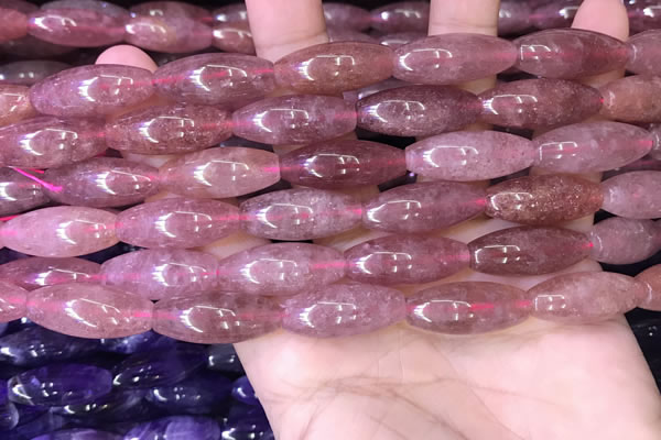 CRI303 15.5 inches 10*25mm rice strawberry quartz beads wholesale