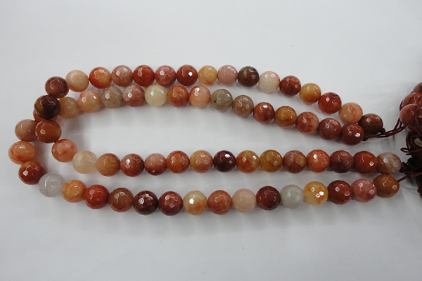 CRJ254 15.5 inches 12mm faceted round red jade gemstone beads