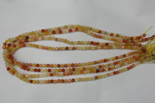 CRJ400 15.5 inches 4mm faceted round red & yellow jade beads