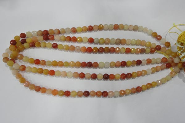 CRJ401 15.5 inches 6mm faceted round red & yellow jade beads